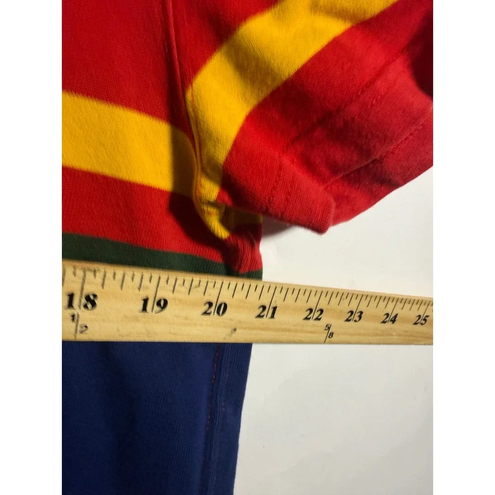 J. Crew Mens Knit Goods Striped T-Shirt Red Blue Yellow Green Short Sleeve M